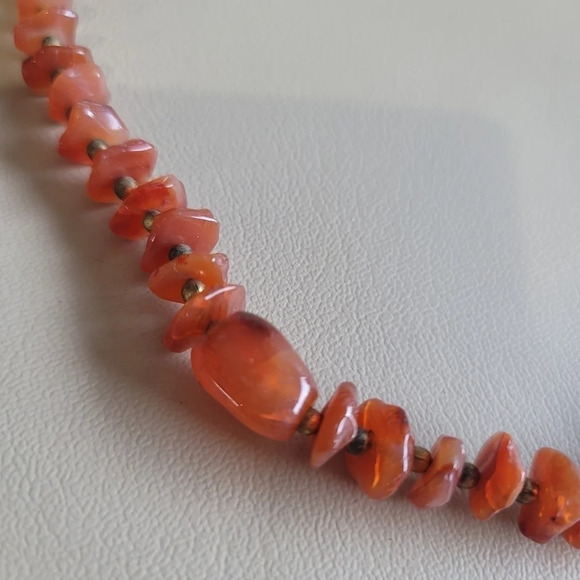 Vintage Women's Gorgeous Orange Stone Gold Layered Bead Necklace 25" - Picture 7 of 10